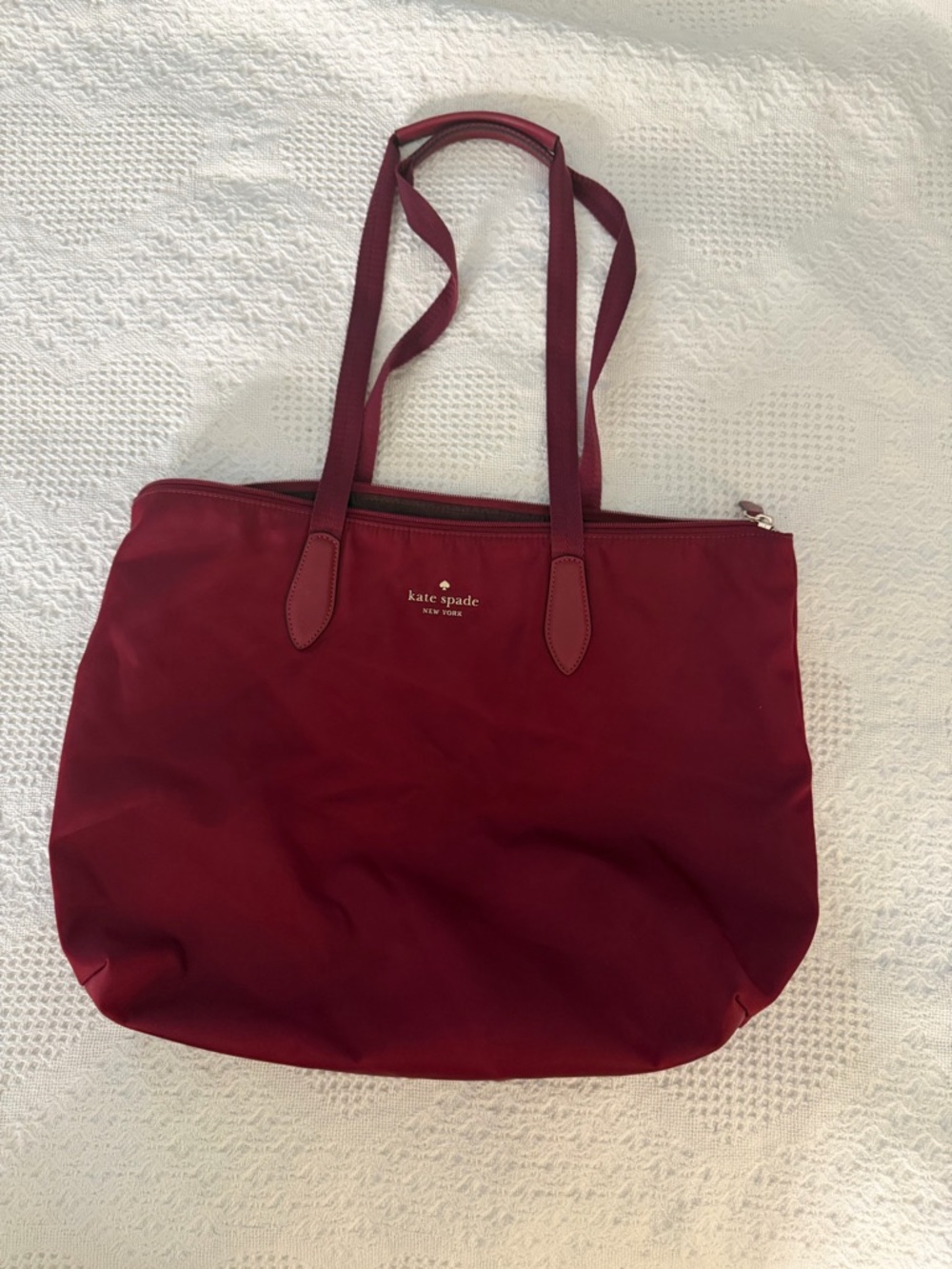 kate spade Burgundy Nylon Tote with Long Straps